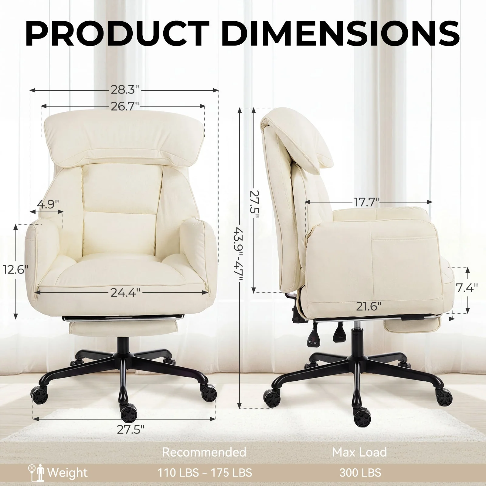 Dowinx Cross Legged Office Chair QL-66B2 Beige - Image 3