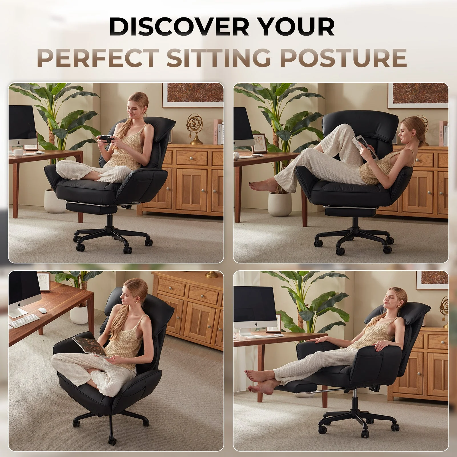 Dowinx Cross Legged Office Chair QL-66B2 Black - Image 4