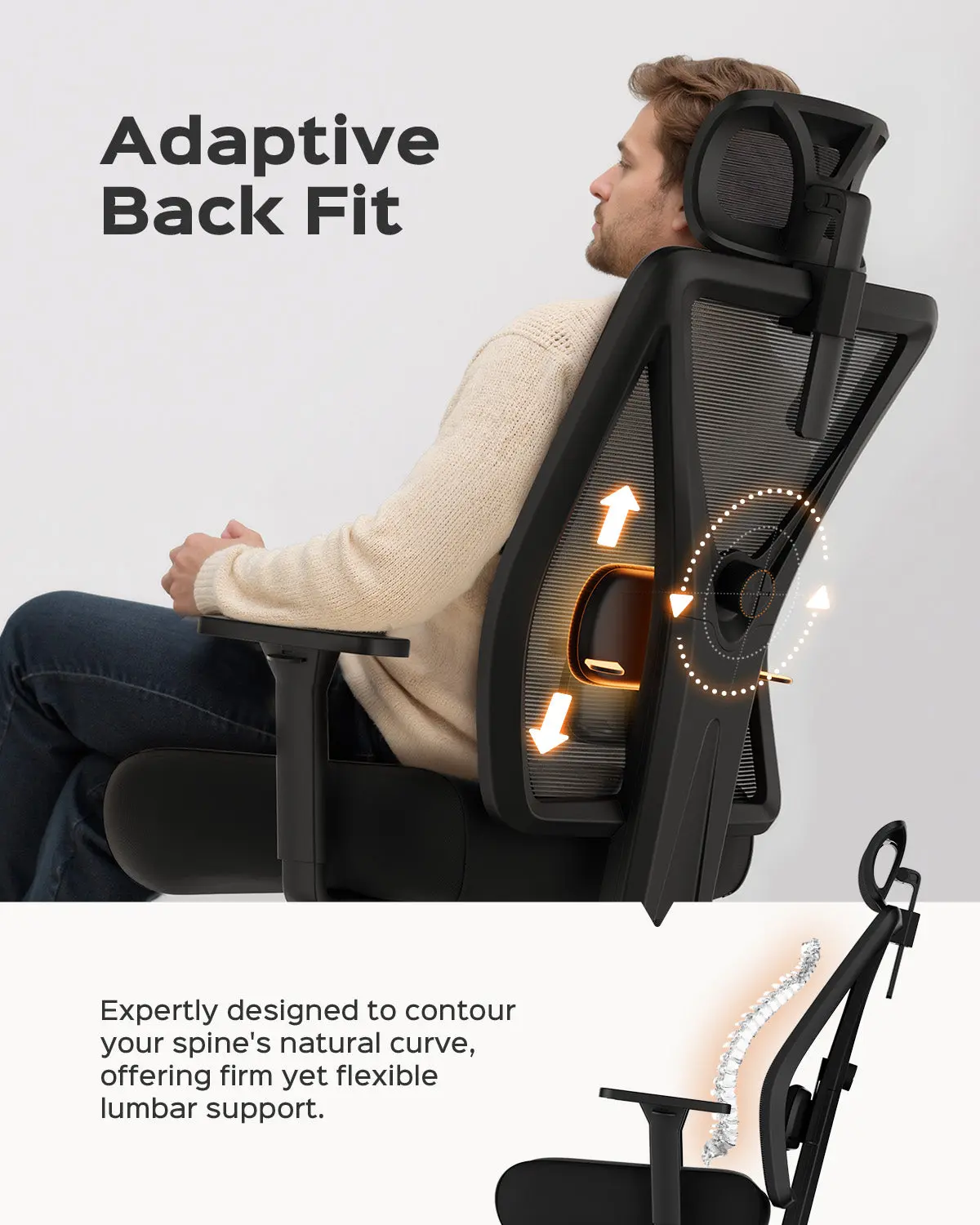 Dowinx Ergonomic Office Chair QL-66W4A Black - Image 4