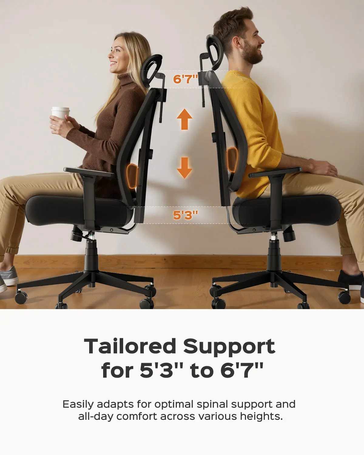 Dowinx Ergonomic Office Chair QL-66W4A Black - Image 6