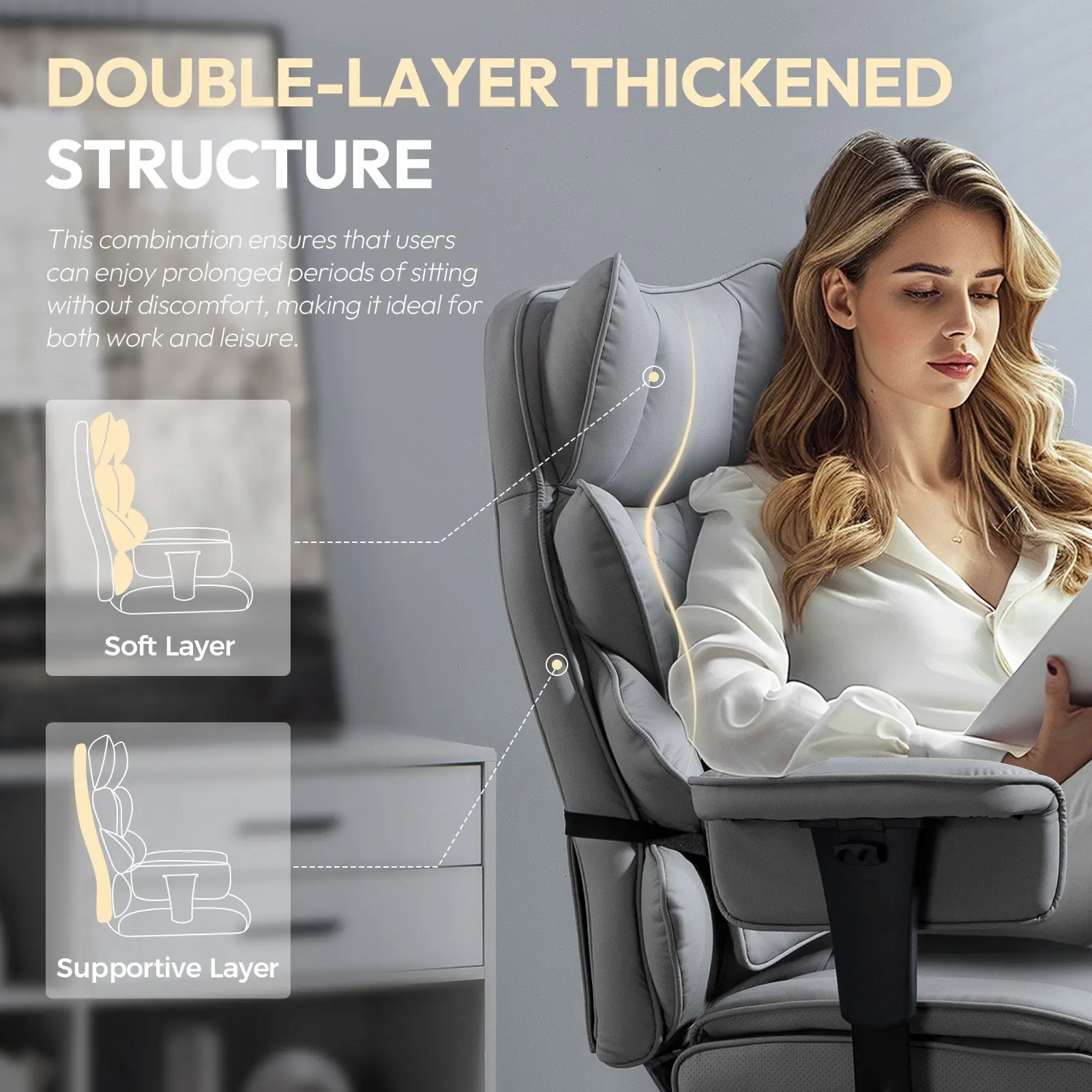 Dowinx Leather Sofa Chair LS-66BG103 Grey - Image 3