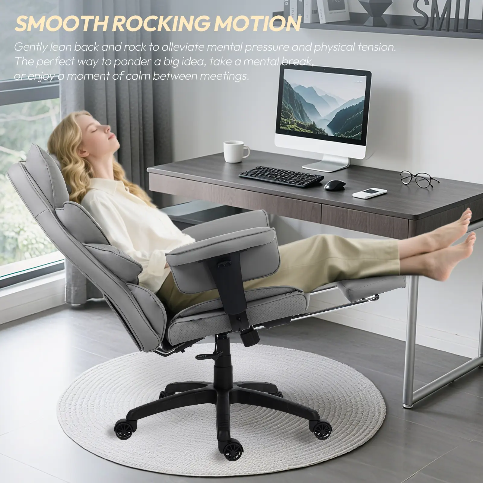 Dowinx Leather Sofa Chair LS-66BG103 Grey - Image 5