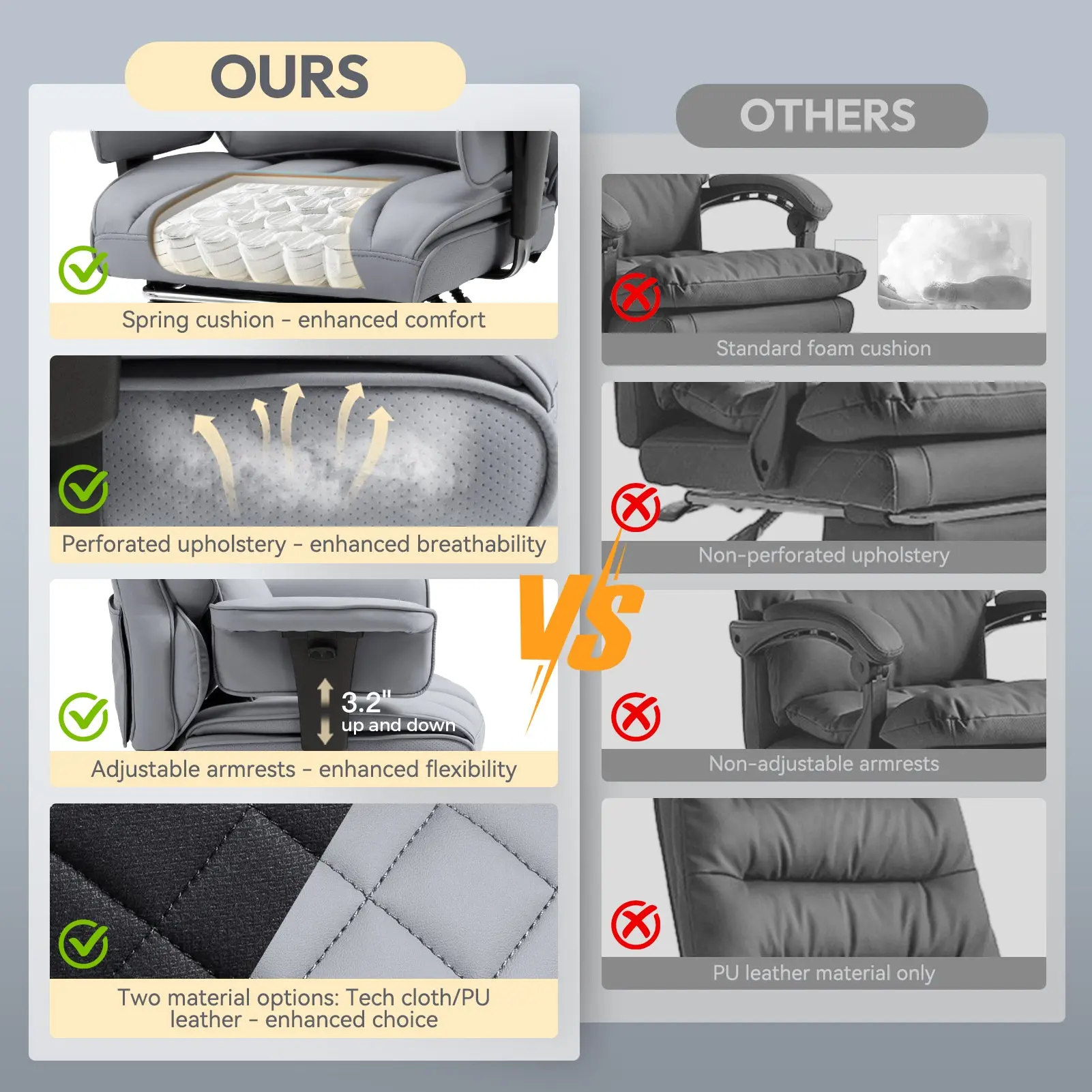 Dowinx Leather Sofa Chair LS-66BG103 Grey - Image 6