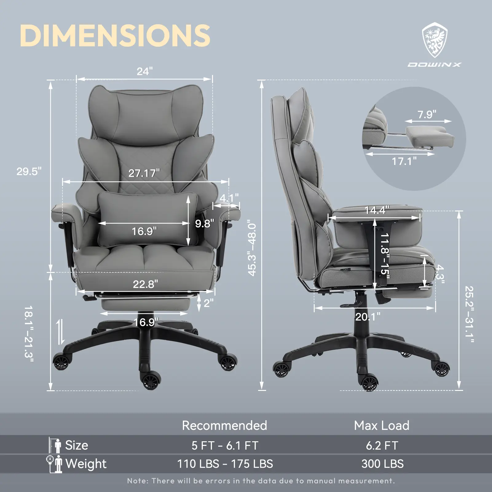 Dowinx Leather Sofa Chair LS-66BG103 Grey - Image 8