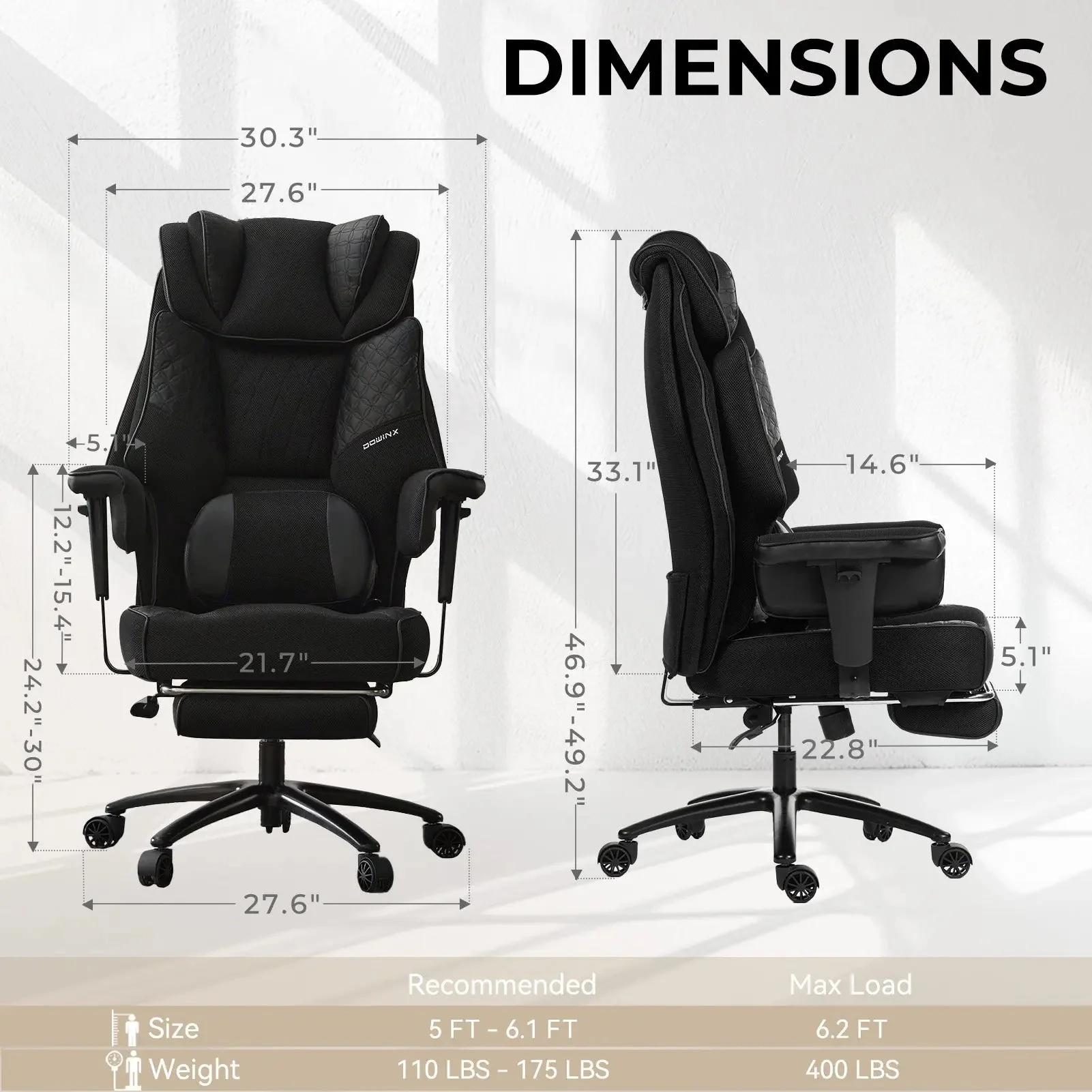 Dowinx Office Sofa Chair QL-66B3 Black - Image 4